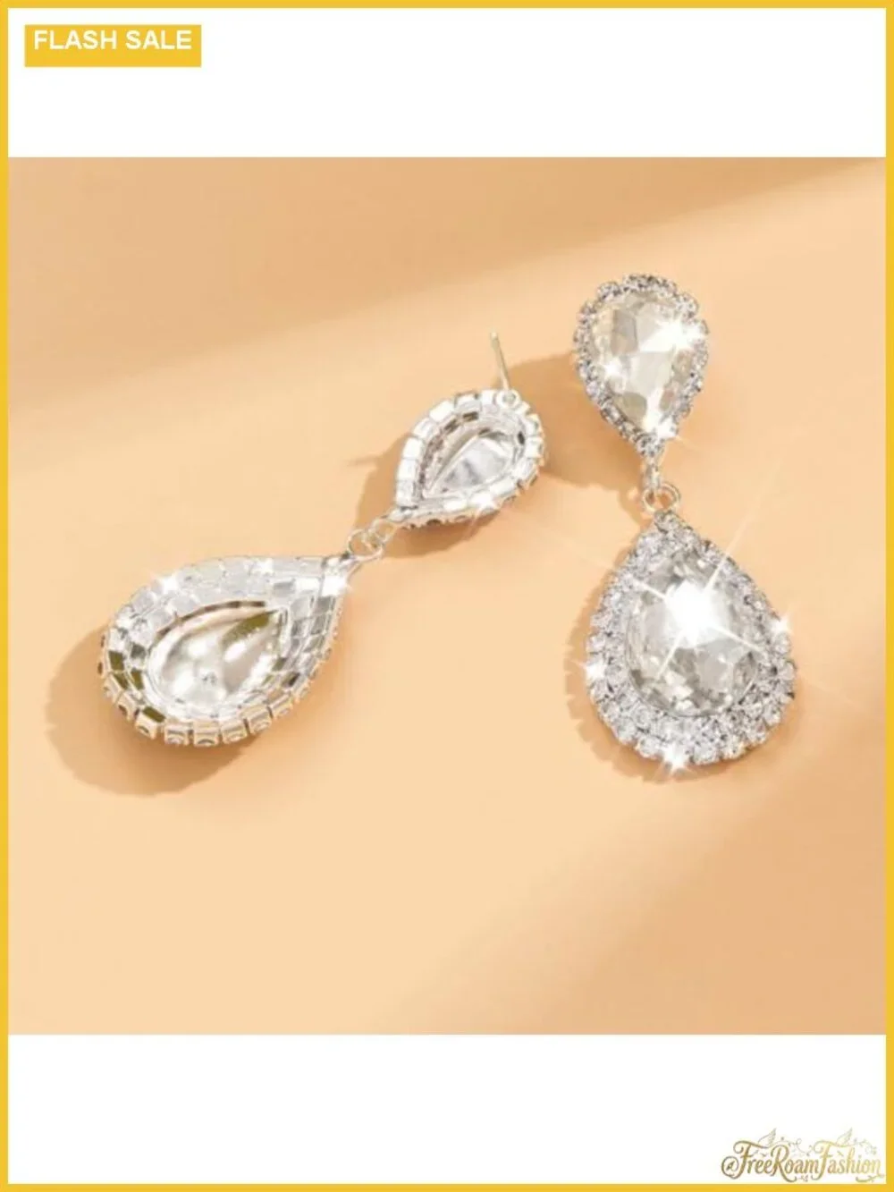 Rhinestone Teardrop Dangle Earrings Crystal Wedding Bridal Drop 1.77